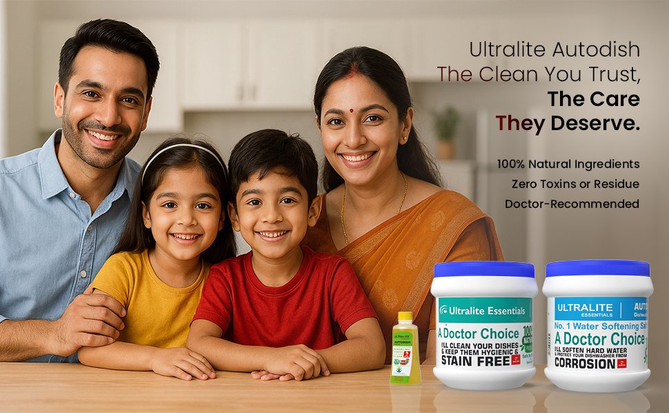 UltraLite Essentials natural dishwasher care for a family kitchen