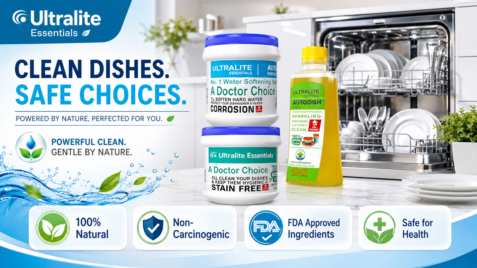 Clean and fresh kitchen innovation with UltraLite Essentials dishwasher products